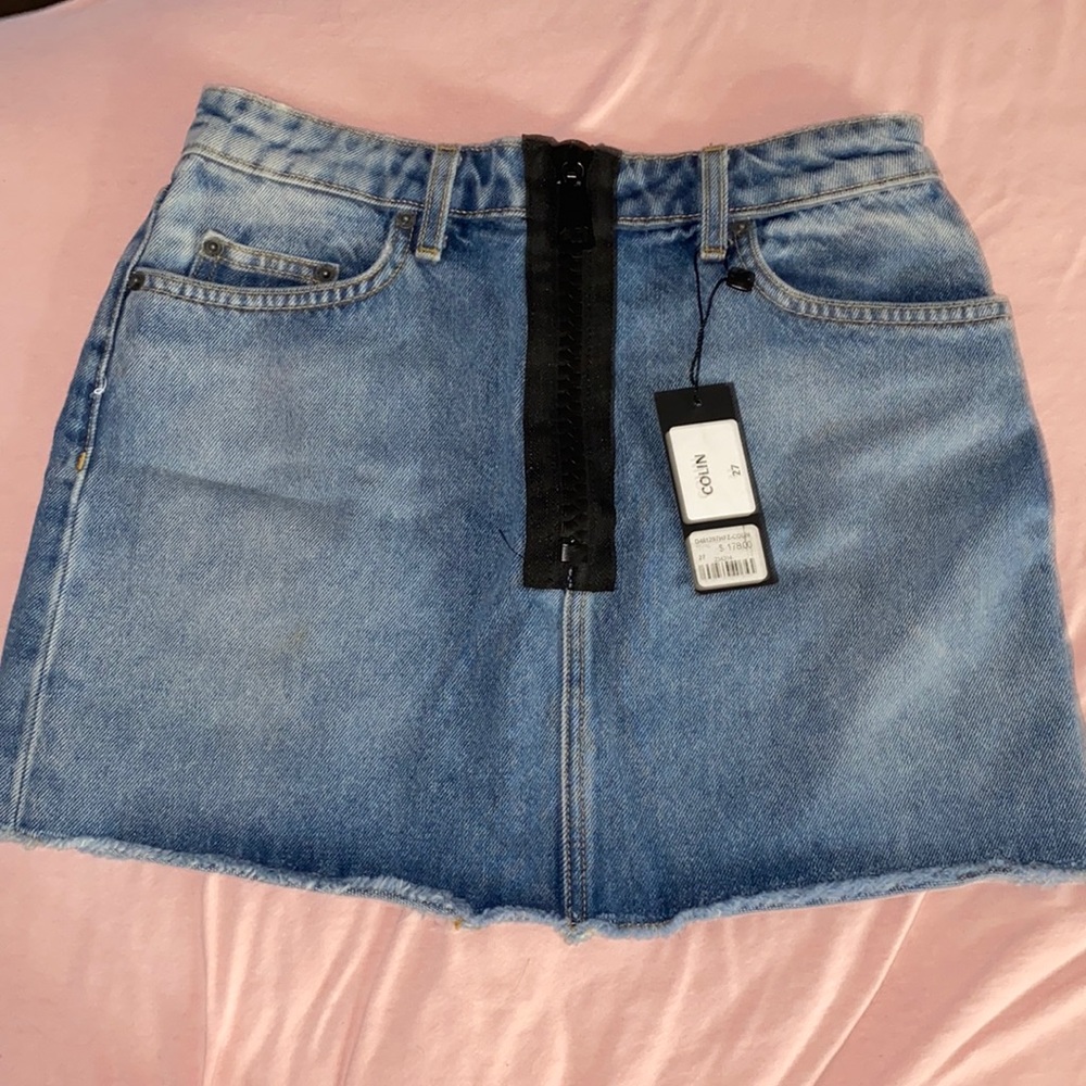 carmar denim black zipper jean skirt